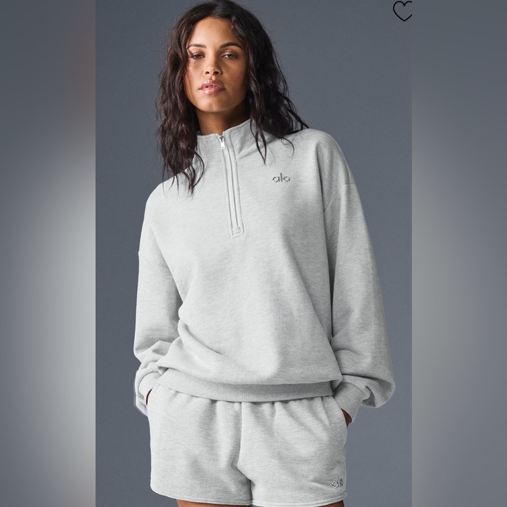 ALO Yoga NWT Accolade 1/4 Zip Pullover Athletic Heathered Grey Size L